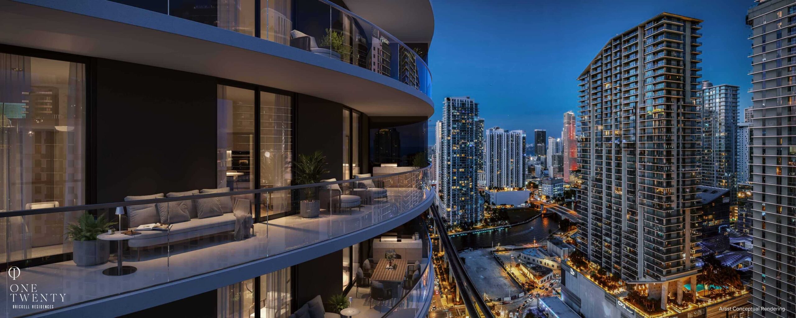 One Twenty Signature Modern balcony view of city skyline